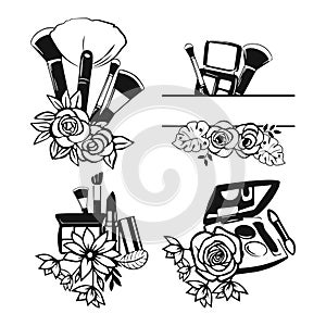 Set of floral makeup clipart template