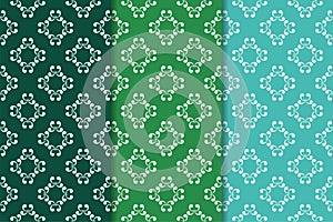 Set of floral ornaments. Green set of vertical seamless patterns