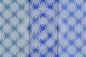 Set of floral ornaments. Vertical blue seamless patterns