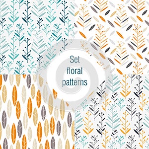 Set of floral patterns retro