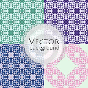 Set of floral patterns, seamless wallpaper.