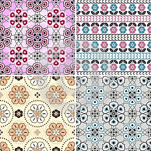 Set floral seamless patterns