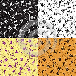 Set of floral seamless patterns