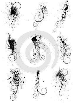 Set of floral splash designs