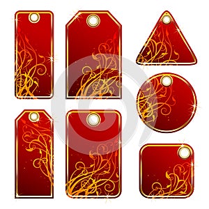 Set of floral tags