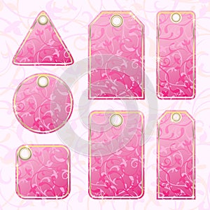 Set of floral tags