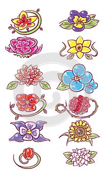 Set of flower designs