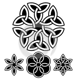 A set of flower-like knots vector illustration