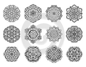 Set of Flower Mandala. Vintage decorative elements.