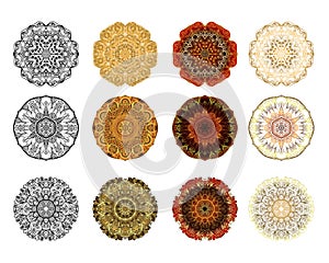 Set of Flower Mandala. Vintage decorative elements.