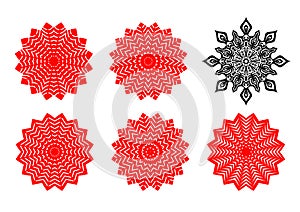 Set of flower and snowflakes papercut vector art