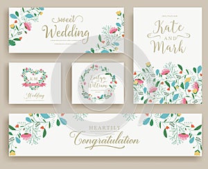 Set of flower wedding ornament concept. Art traditional, magazine, book, poster, abstract, element. Vector layout