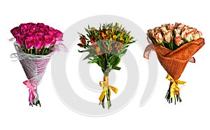 Set flowers bouquet isolated photo