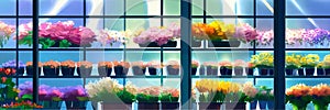 set of flowers. glassed flower shop