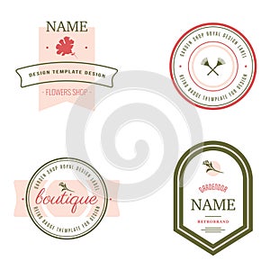 Set of flowers shop labels and design elements.