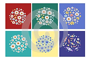 A set of flowers. Vector illustration of flowers. A set of bouquets. Flat illustration in cartoon style. Collection of floral