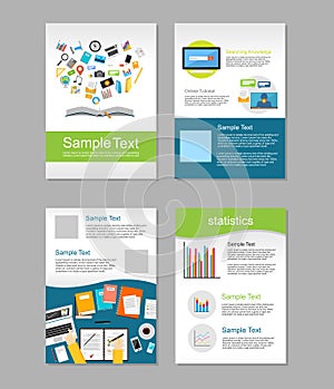 Set of Flyer. Brochure Design Templates. Education Infographic Concept. E-learning Concept.