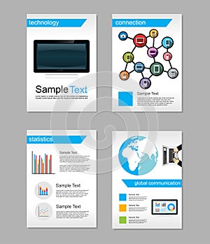 Set of Flyer. Brochure Design Templates. Information Technology. Network Technologies background