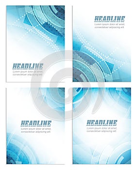 Set of flyer or brochure template, corporate banner, abstract technology design