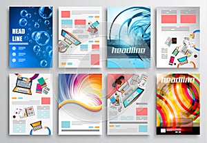 Set of Flyer Design, Web Templates. Brochure Designs, Technology Backgrounds