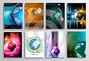 Set of Flyer Design, Web Templates. Brochure Designs, Technology Backgrounds