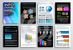 Set of Flyer Design, Web Templates. Brochure Designs, Technology Backgrounds.