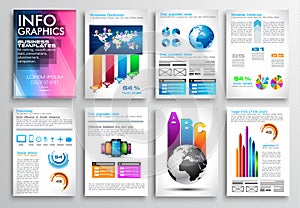 Set of Flyer Design, Web Templates. Brochure Designs, Technology Backgrounds.