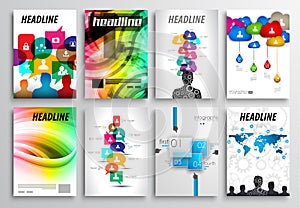 Set of Flyer Design, Web Templates. Brochure Designs, Technology Backgrounds