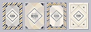 Set of flyer, posters, banners, placards, brochure design templates A6 size in Art Deco style