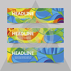 Set of flyers with abstract background. Brazil gold medal event.