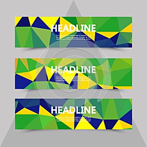 Set flyers with abstract backgrounds in colors of Brazil flag