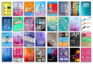 Set of Flyers, background, infographics, low polygon backgrounds photo