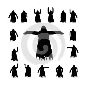 Set flying ghost silhouette