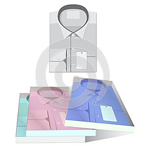Set of folded shirts isolated on white