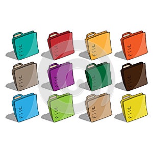 Set folder for files icon. Vector illustration folder for documents. Hand drawn set folder with files, documents