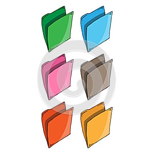 Set folder for files icon. Vector illustration folder for documents. Hand drawn set folder with files, documents