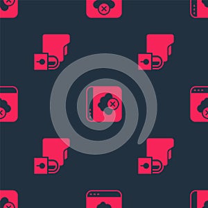Set Folder and lock and Failed access cloud storage on seamless pattern. Vector