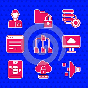 Set Folder tree, Cloud computing lock, Filter setting, technology data transfer, Server, Data, Web Hosting, Browser
