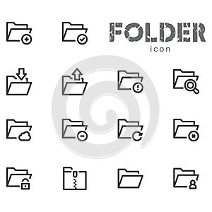 Set of Folders Related Vector Line Icons. Vector Illustration