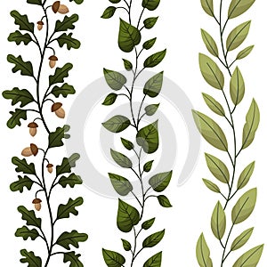 Set of foliate borders; vertical floral borders.