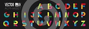 set of font and alphabet, vector of modern abstract letters in origami style
