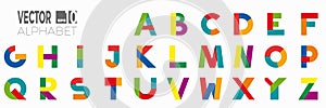 set of font and alphabet, vector of modern abstract letters in origami style