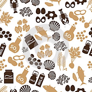 Set of food allergens for restaurants seamless pattern photo