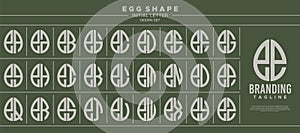 Set of food egg shape lowercase letter E EE logo design photo