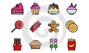 Set of Food Icons Filled Line Style Vol 2
