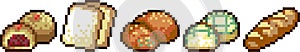 Set of food icons in pixel art style