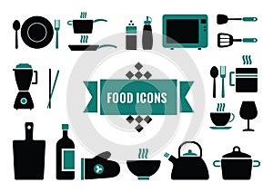 Set of food icons. Vector illustration decorative design