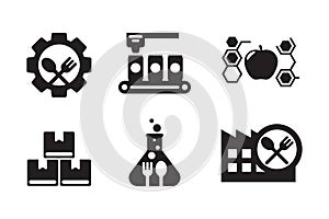 Set of food industry icons in black design