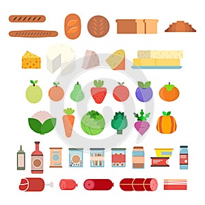 Set of Foods Illustration with Colorful Furniture