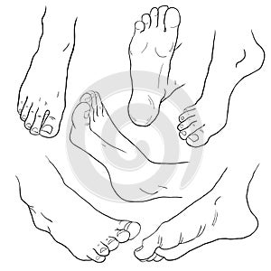 set the foot male bottom out vector illustration